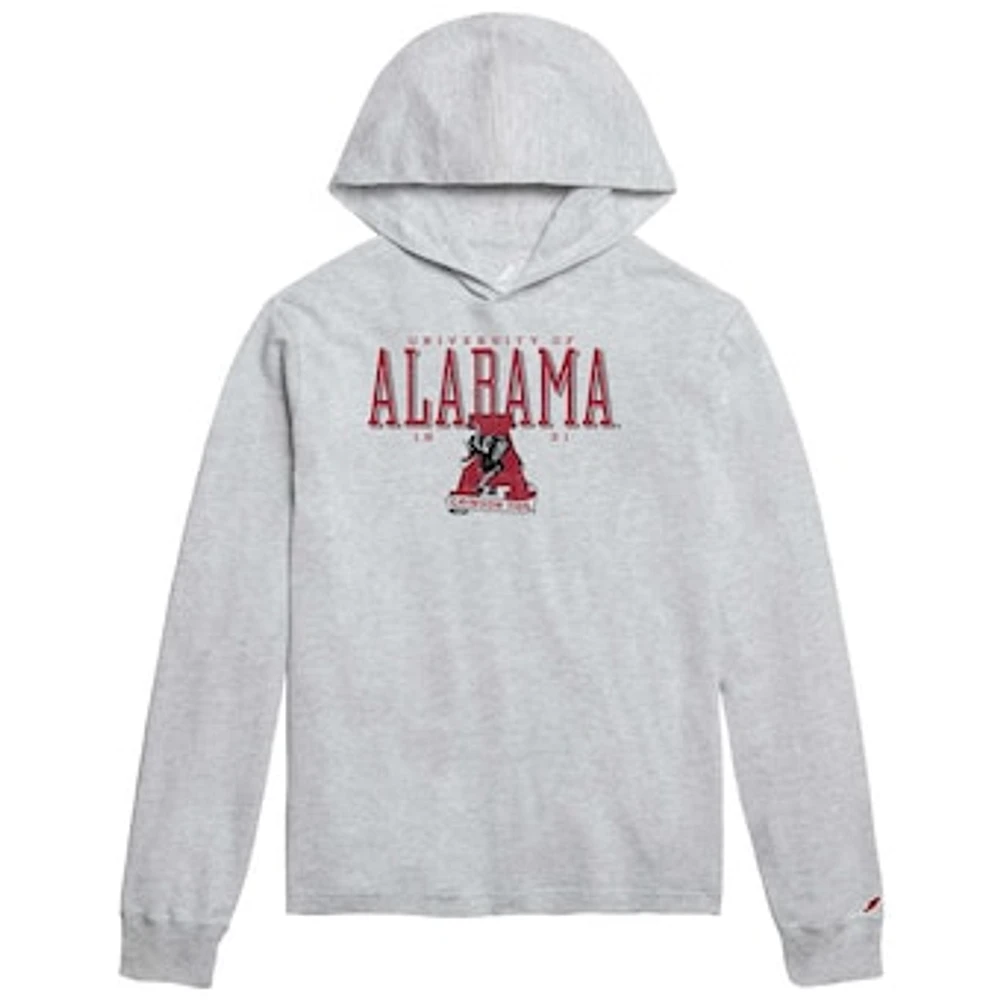 Men's League Collegiate Wear Ash Alabama Crimson Tide Team Stack Tumble Long Sleeve Hooded T-Shirt