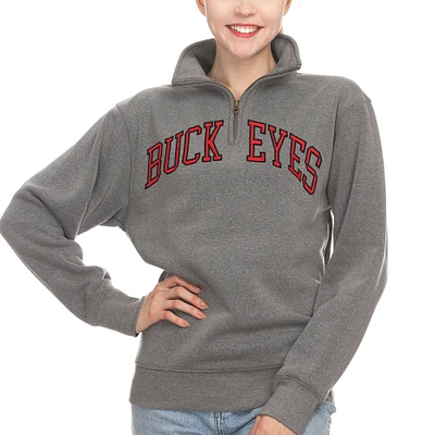 Women's ZooZatz Charcoal Ohio State Buckeyes Fleece Quarter-Zip Pullover Top