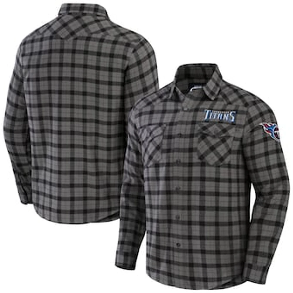 Men's NFL x Darius Rucker Collection by Fanatics Gray Tennessee Titans Flannel Long Sleeve Button-Up Shirt