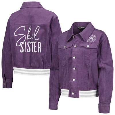 Women's The Wild Collective Purple Minnesota Vikings Corduroy Button-Up Jacket