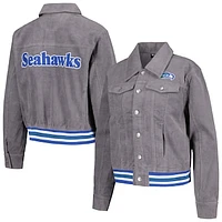 Women's The Wild Collective Purple Seattle Seahawks Corduroy Button-Up Jacket