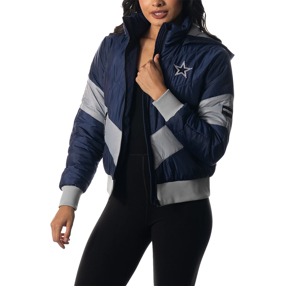 Women's The Wild Collective  Navy Dallas Cowboys Puffer Full-Zip Hoodie