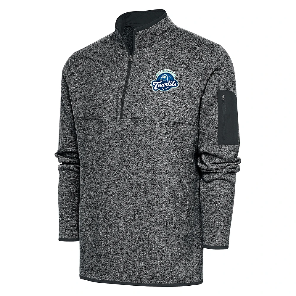 Men's Antigua Heather Asheville Tourists Big & Tall Fortune Quarter-Zip Pullover Jacket