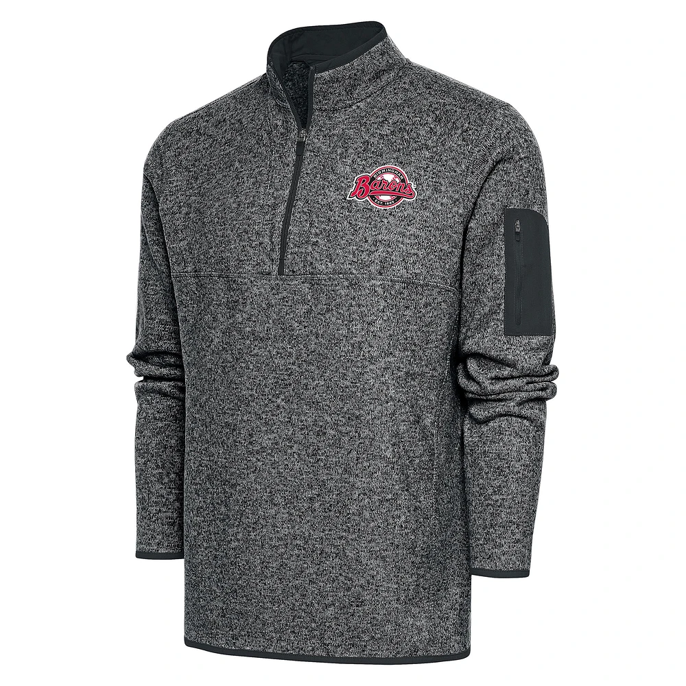 Men's Antigua Heather Birmingham Barons Big & Tall Fortune Quarter-Zip Pullover Jacket