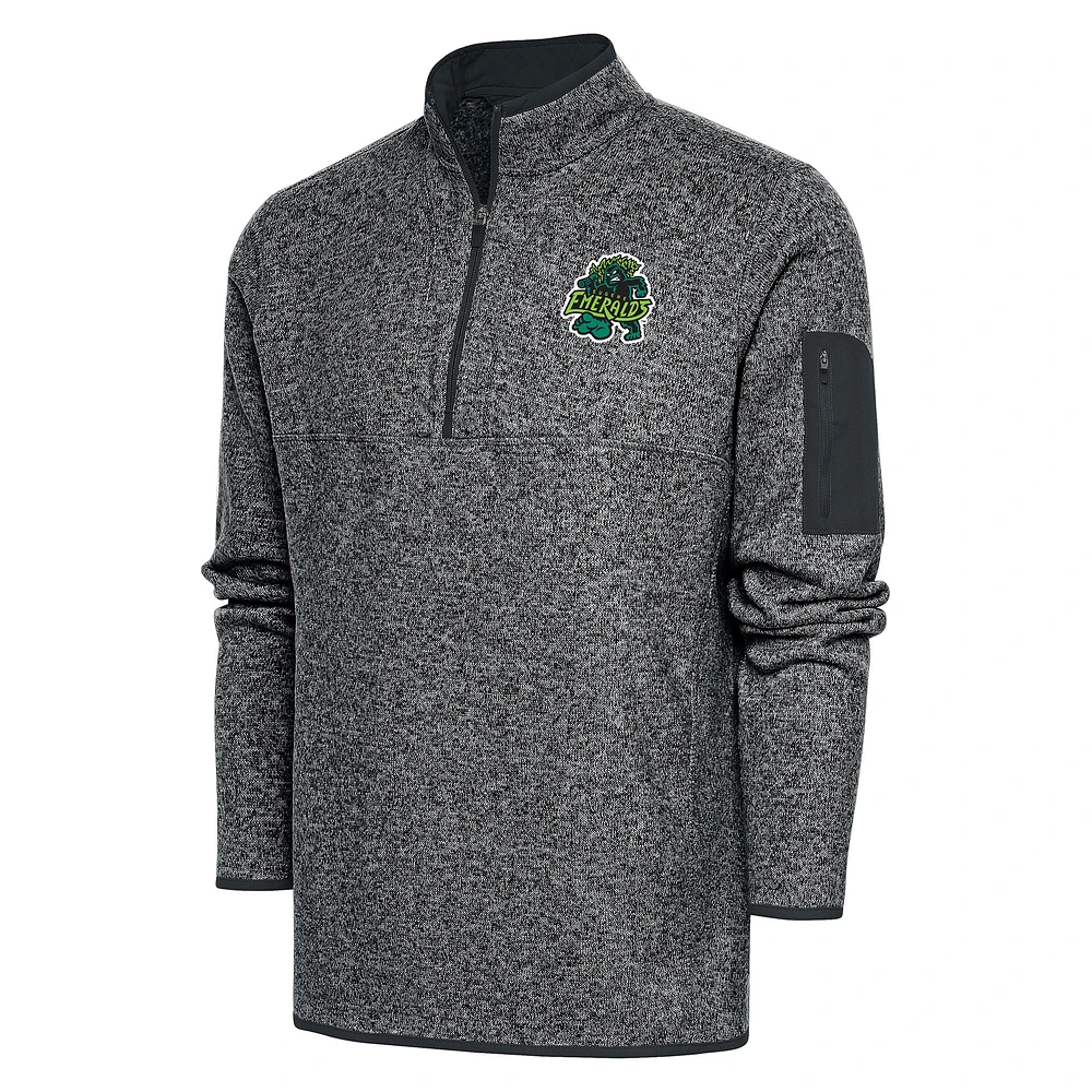 Men's Antigua Heather Eugene Emeralds Big & Tall Fortune Quarter-Zip Pullover Jacket