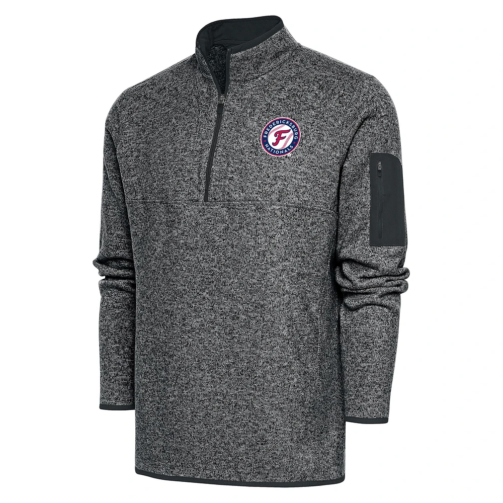 Men's Antigua Heather Fredericksburg Nationals Big & Tall Fortune Quarter-Zip Pullover Jacket