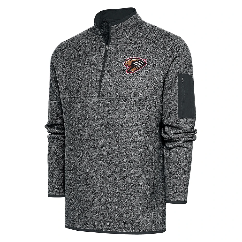 Men's Antigua Heather Fresno Grizzlies Big & Tall Fortune Quarter-Zip Pullover Jacket