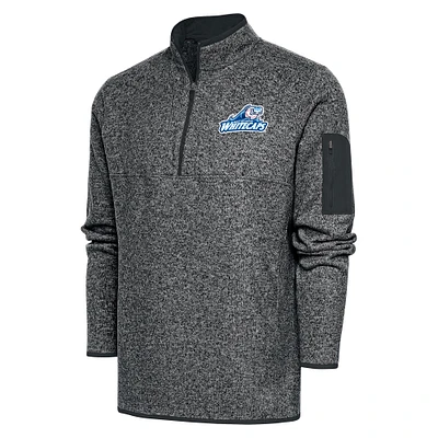 Men's Antigua Heather West Michigan Whitecaps Big & Tall Fortune Quarter-Zip Pullover Jacket