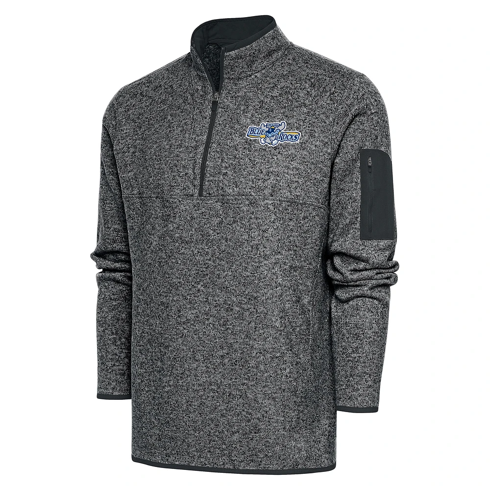 Men's Antigua Heather Wilmington Blue Rocks Big & Tall Fortune Quarter-Zip Pullover Jacket