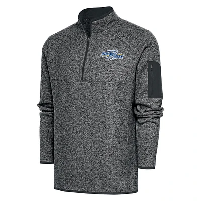 Men's Antigua Heather Wilmington Blue Rocks Big & Tall Fortune Quarter-Zip Pullover Jacket