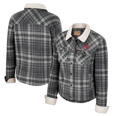 Women's Colosseum x Wrangler  Charcoal Alabama Crimson Tide Plaid Polar Fleece Button-Up Jacket