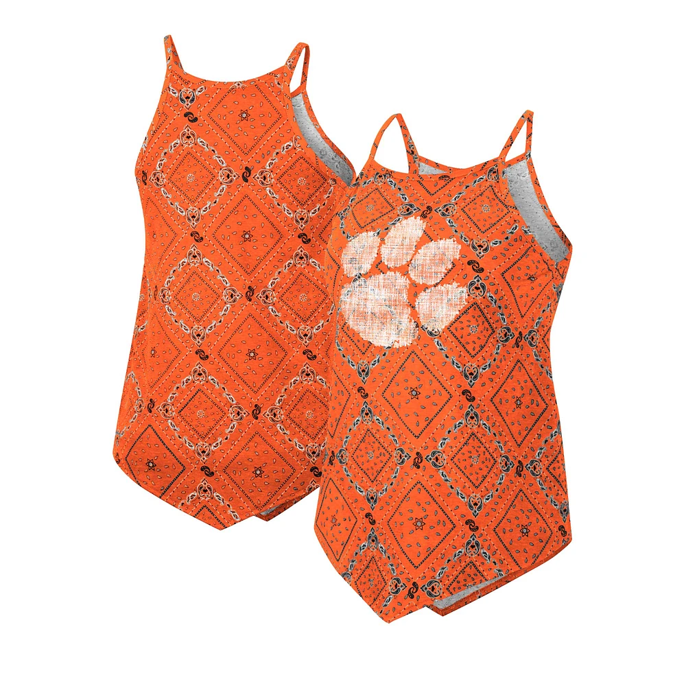 Women's Colosseum x Wrangler Orange Clemson Tigers Bandana Tank Top