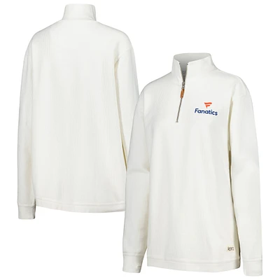 Women's Pressbox Cream Fanatics Corporate Corduroy Quarter-Zip Jacket