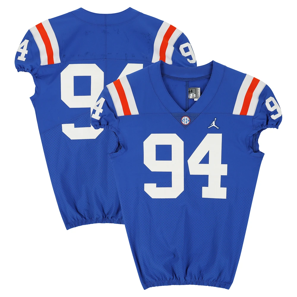 Florida Gators Team-Issued #94 Blue Throwback Jersey from the 2020-21 NCAA Football Seasons