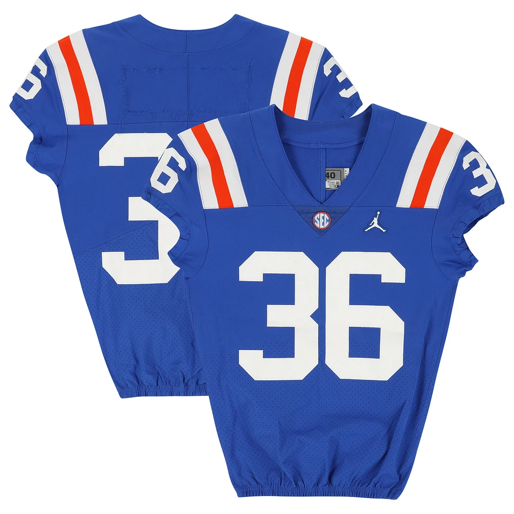 Florida Gators Team-Issued #36 Royal Throwback Jersey from the 2020-21 NCAA Football Seasons