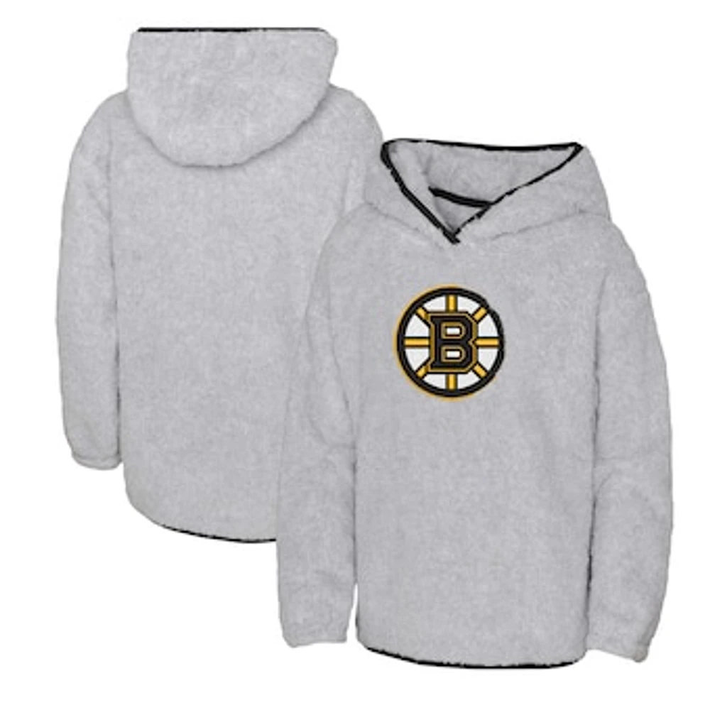 Girls Youth Heather Gray Boston Bruins Ultimate Teddy Fleece Pullover Hoodie