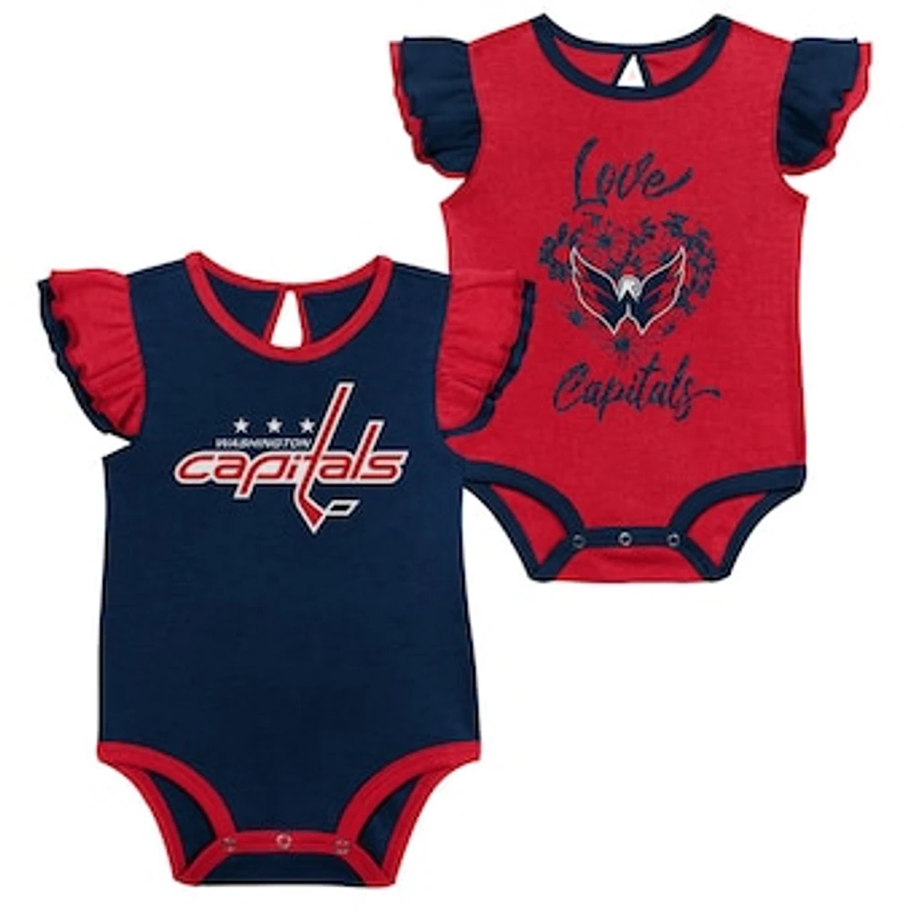 Girls Infant Red/Navy Washington Capitals Two-Pack Training Bodysuit Set