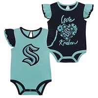 Girls Infant Navy/Light Blue Seattle Kraken Two-Pack Training Bodysuit Set