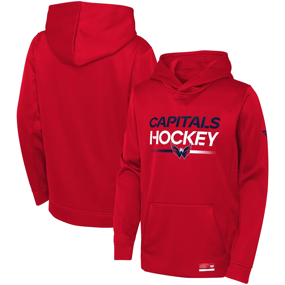 Youth Fanatics Red Washington Capitals Authentic Pro Pullover Hoodie