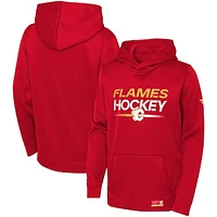 Youth Fanatics Red Calgary Flames Authentic Pro Pullover Hoodie