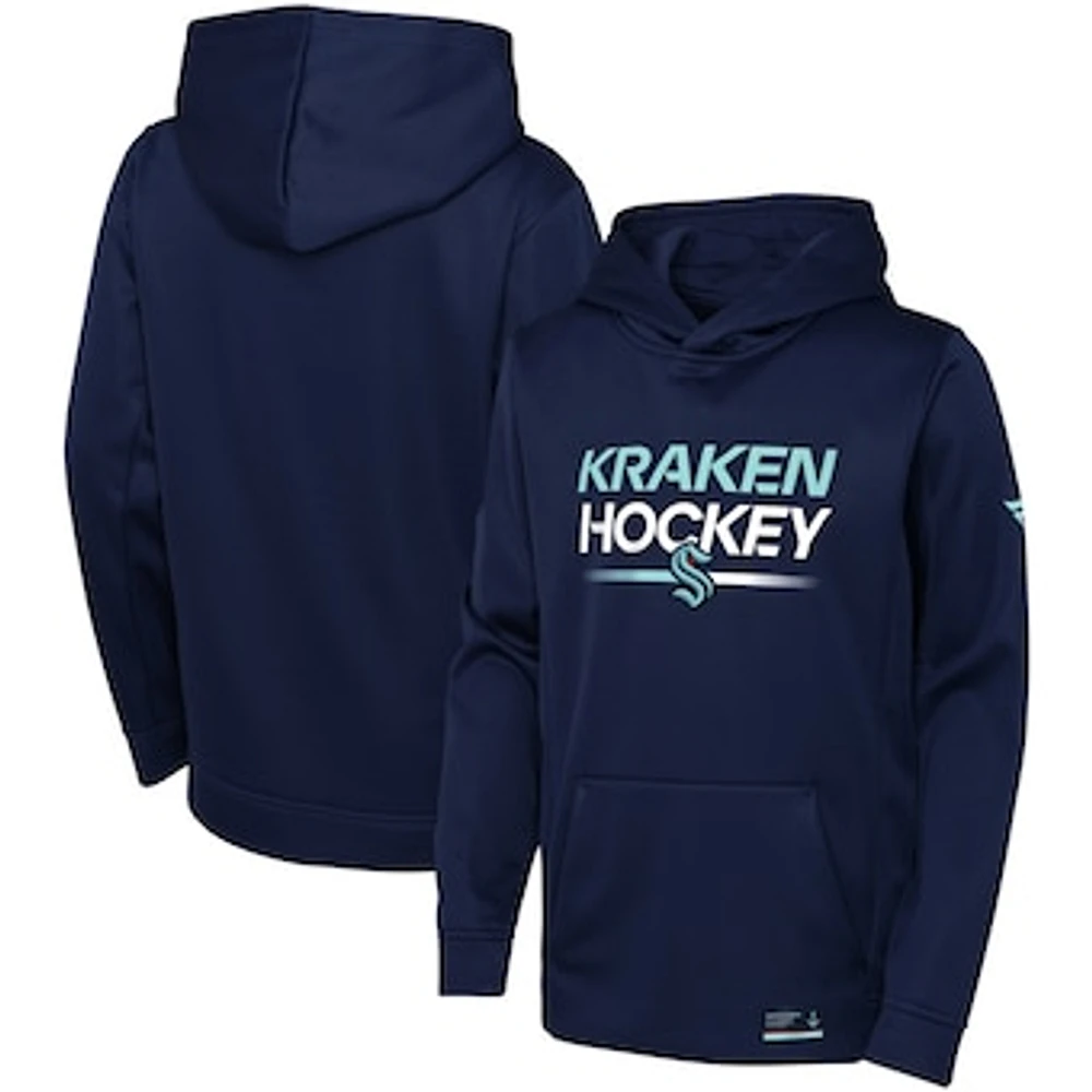 Youth Fanatics Deep Sea Blue Seattle Kraken Authentic Pro Pullover Hoodie