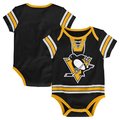 Infant Black Pittsburgh Penguins Hockey Jersey Bodysuit