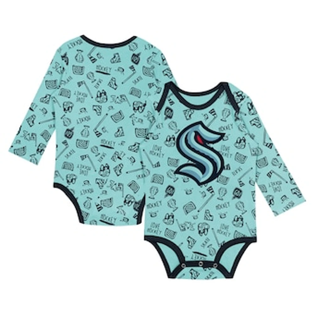 Infant Light Blue Seattle Kraken Dynamic Defender Long Sleeve Bodysuit