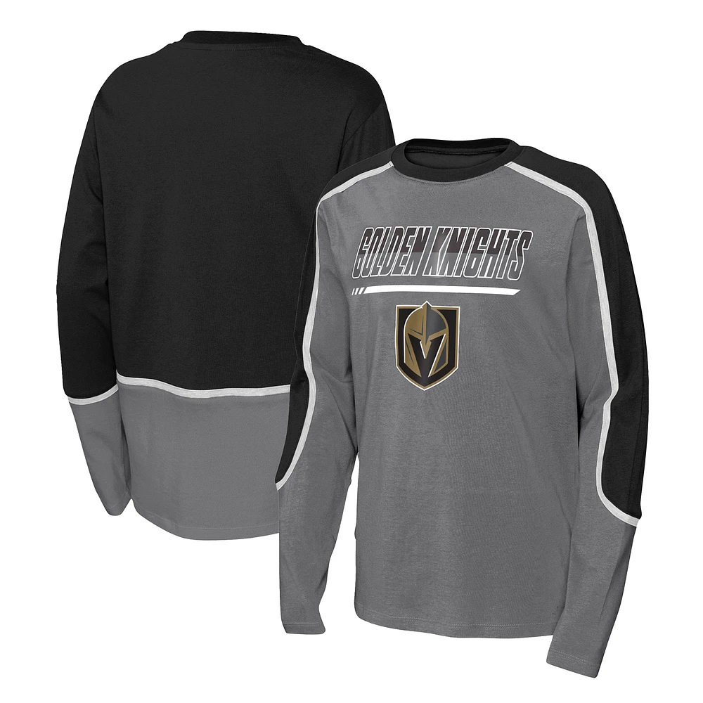 Youth Gray/Black Vegas Golden Knights Pro Assist Long Sleeve T-Shirt