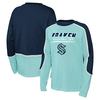 Youth Light Blue/Navy Seattle Kraken Pro Assist Long Sleeve T-Shirt