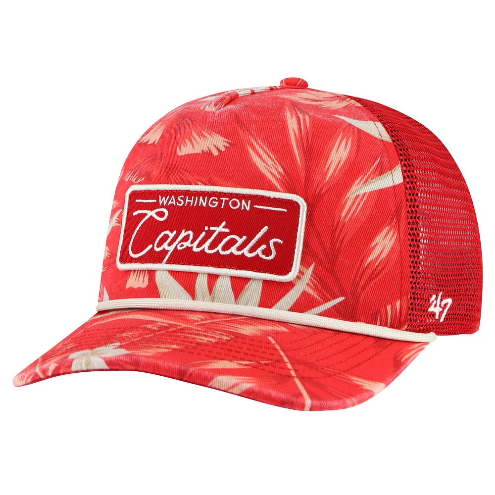 Men's '47 Red Washington Capitals Tropicalia Allover Print Trucker Adjustable Hat