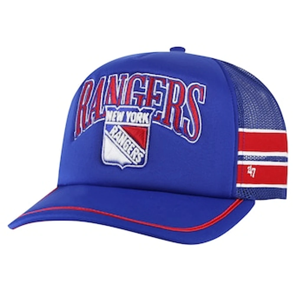 Men's '47 Blue New York Rangers Sideband Stripes Trucker Snapback Hat