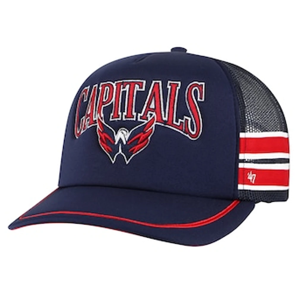 Men's '47 Navy Washington Capitals Sideband Stripes Trucker Snapback Hat