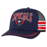 Men's '47 Navy Washington Capitals Sideband Stripes Trucker Snapback Hat