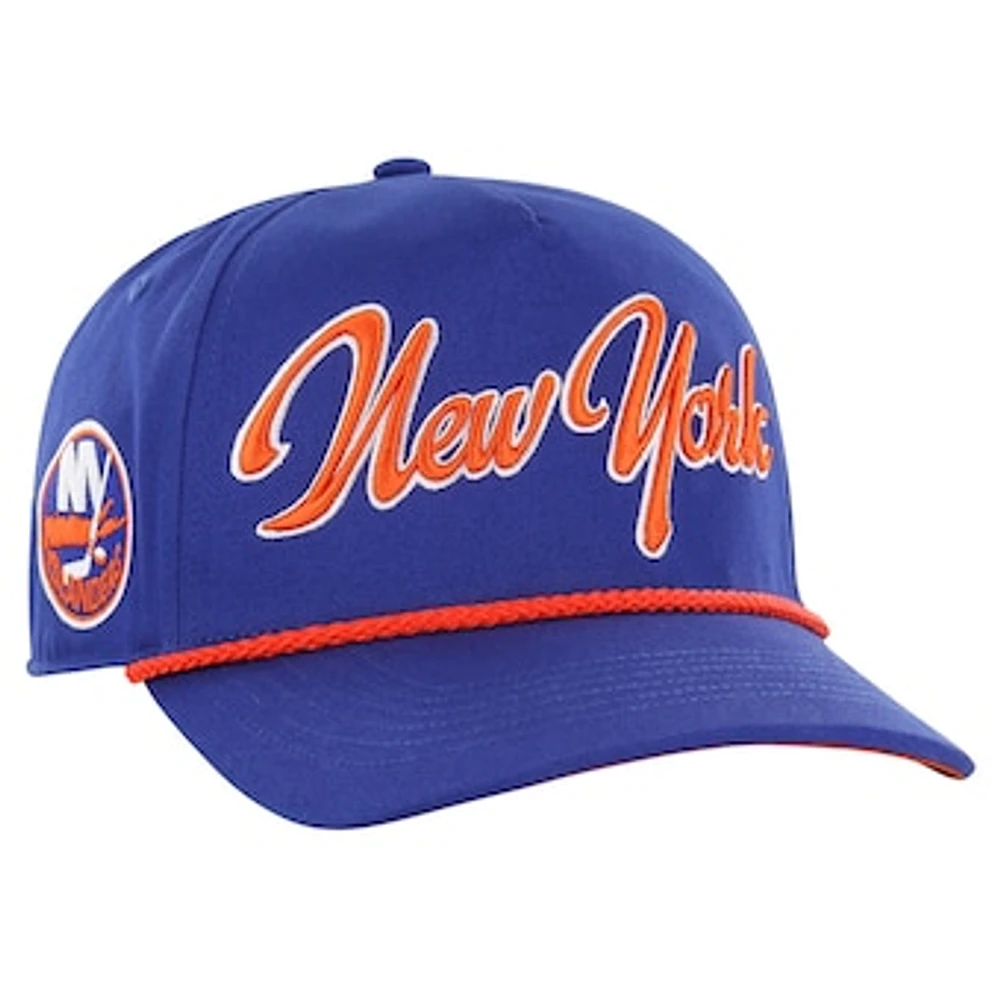 Men's '47 Royal New York Islanders Overhand Logo Side Patch Hitch Adjustable Hat