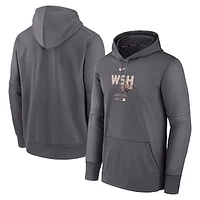 Men's Nike Heather Gray Washington Nationals Authentic Collection City Connect Performance Pullover Hoodie