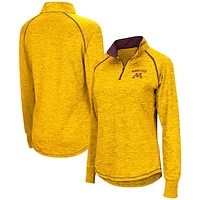 Women's Colosseum Gold Minnesota Golden Gophers Bikram Raglan Quarter-Zip Top