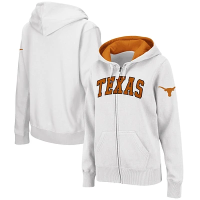 Women's Colosseum  White Texas Longhorns Arched Name Full-Zip Hoodie