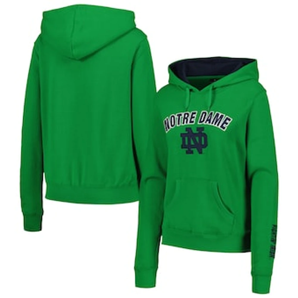 Women's Colosseum Green Notre Dame Fighting Irish Arch & Logo Pullover Hoodie