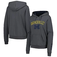 Women's Colosseum Charcoal Michigan Wolverines Arch & Logo Pullover Hoodie