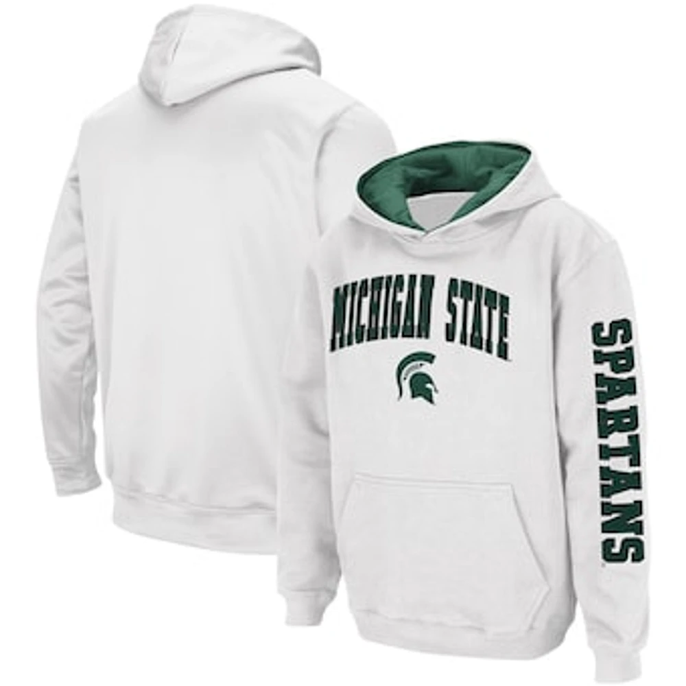 Youth Colosseum  White Michigan State Spartans 2-Hit Pullover Hoodie