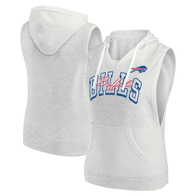 Women's Fanatics Oatmeal Buffalo Bills Lounge Script Sleeveless V-Neck Pullover Hoodie