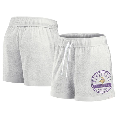 Women's Fanatics Oatmeal Minnesota Vikings Vintage Badge Shorts