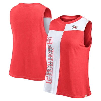 Women's Fanatics Red/White Kansas City Chiefs Script Color Block Tank Top