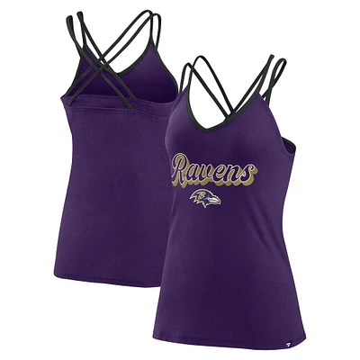 Women's Fanatics Purple Baltimore Ravens Go For It Strappy Crossback Tank Top