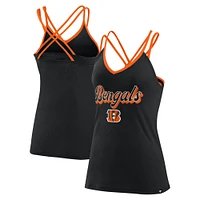 Women's Fanatics Black Cincinnati Bengals Go For It Strappy Crossback Tank Top