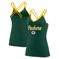 Women's Fanatics Green Green Bay Packers Go For It Strappy Crossback Tank Top