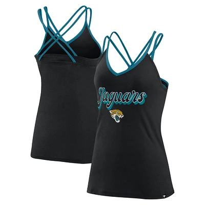 Women's Fanatics Black Jacksonville Jaguars Go For It Strappy Crossback Tank Top