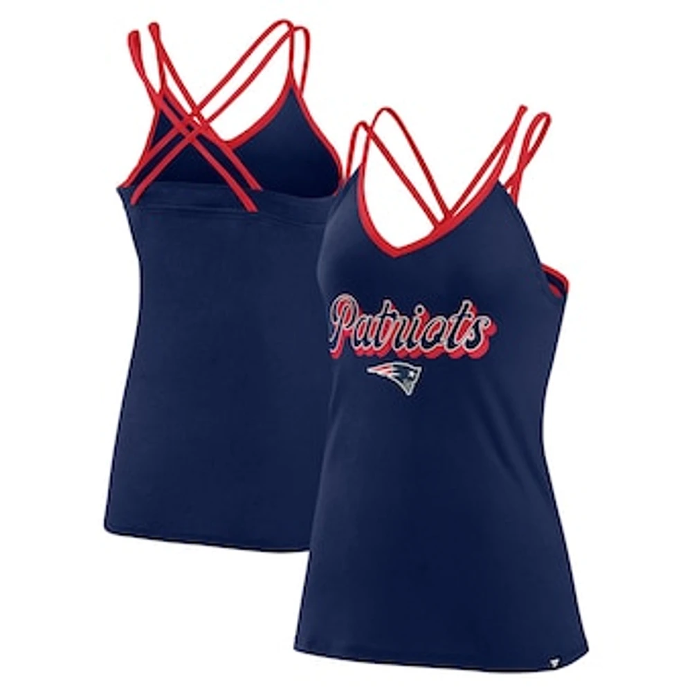 Women's Fanatics Navy New England Patriots Go For It Strappy Crossback Tank Top