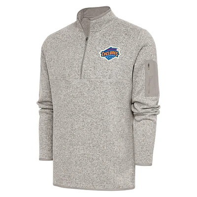 Men's Antigua  Oatmeal Brooklyn Cyclones Fortune Quarter-Zip Pullover Jacket