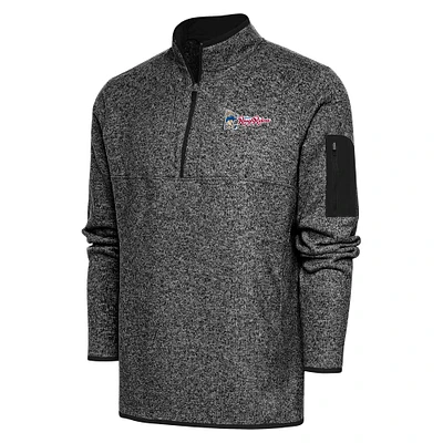 Men's Antigua  Heather Black Frisco RoughRiders Fortune Quarter-Zip Pullover Jacket